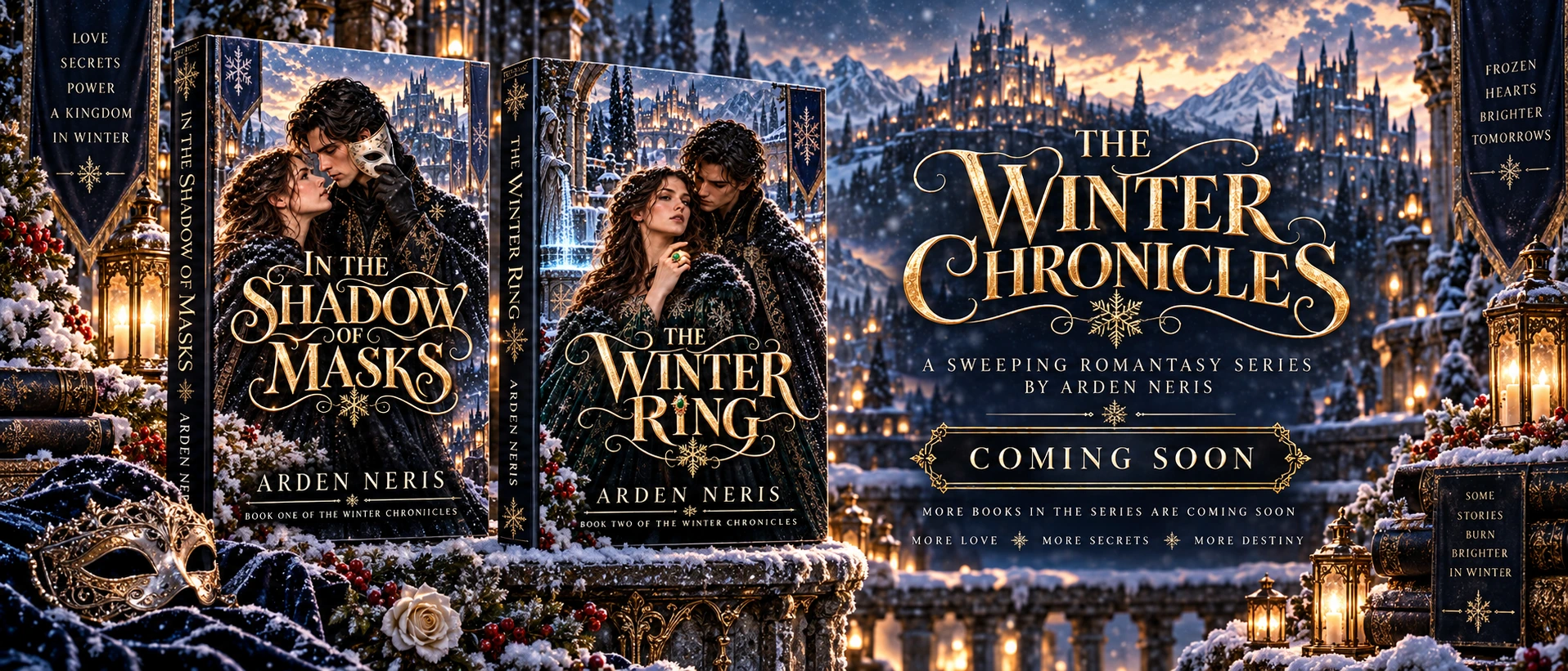 The Winter Chronicles — a sweeping romantasy series by Arden Neris. Book one: In the Shadow of Masks. Book two: The Winter Ring. Coming soon.